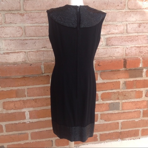 Vintage "I. Magnin" black dress with bead trim - Picture 2 of 6